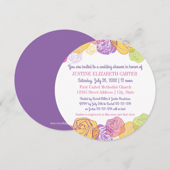 Artistic Roses Circle - Bridal Shower Invitation (Front/Back)