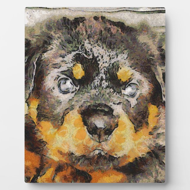Artistic Rottweiler Puppy Portrait Plaque (Front)