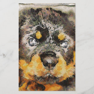 Artistic Rottweiler Puppy Portrait Stationery