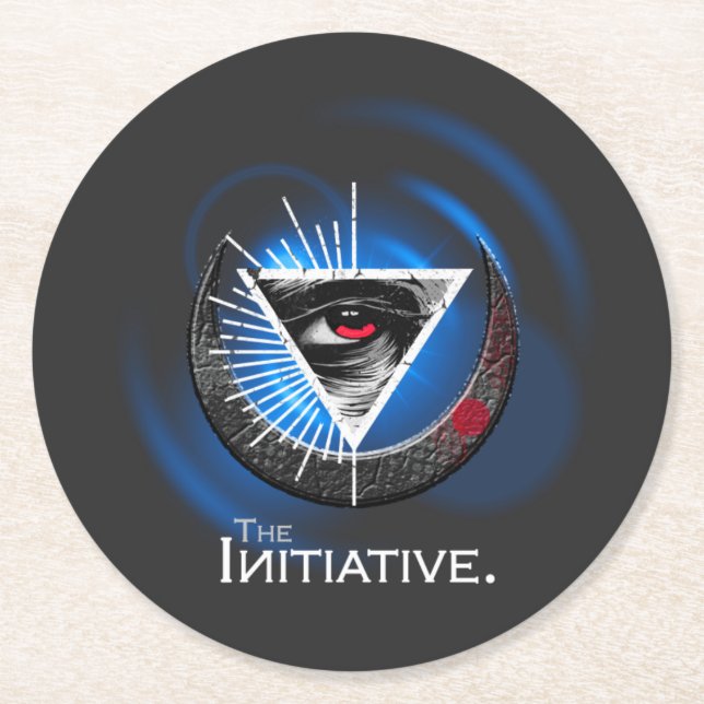 Artistic Round Coaster - Abstract Blue Swirl (Front)