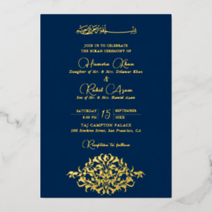 Artistic Royal Blue Gold Floral Paisley Muslim Wed