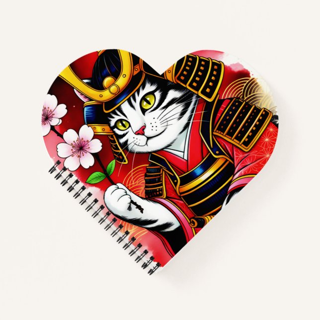 Artistic Samurai Cat Cherry For Journaling & Write Notebook (Front)