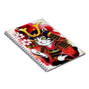 Artistic Samurai Cat Cherry For Journalling & Writ Notebook