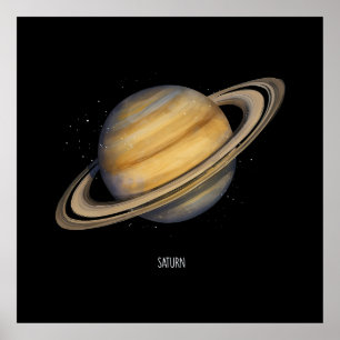 Artistic Saturn with Vibrant Rings Poster