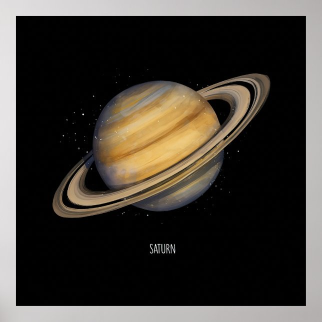 Artistic Saturn with Vibrant Rings Poster (Front)
