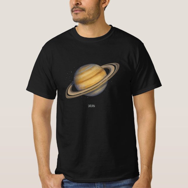 Artistic Saturn with Vibrant Rings T-Shirt (Front)