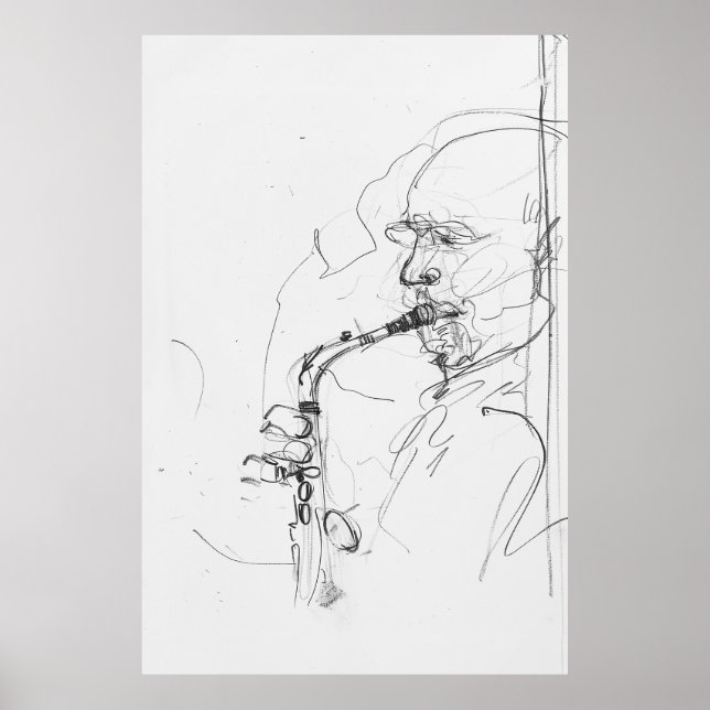 Artistic Saxophonist Sketch - Poster (Front)