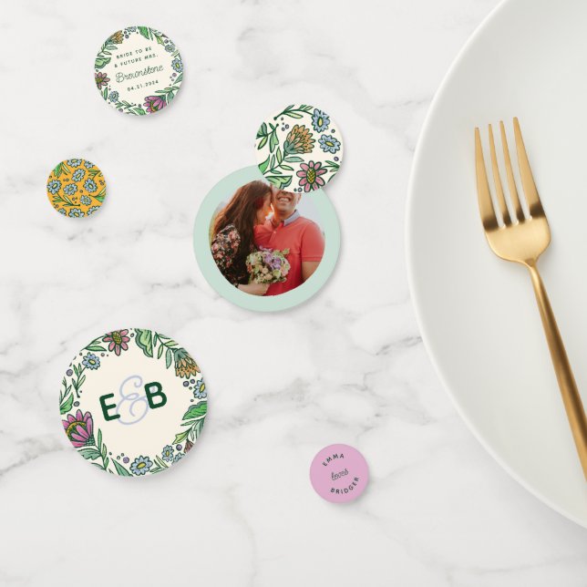 Artistic Scandi Floral Bridal Shower Table Confetti (Group)