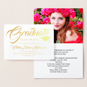 Artistic Script Photo Graduation Invitation