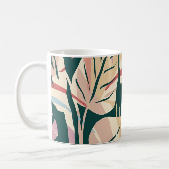 Artistic seamless pattern with abstract leaves. Mo Coffee Mug (Left)