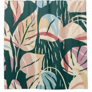 Artistic seamless pattern with abstract leaves. Mo Shower Curtain