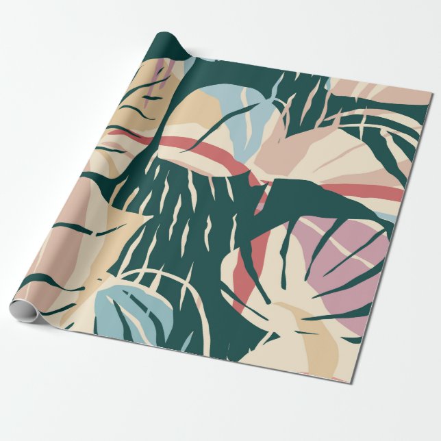Artistic seamless pattern with abstract leaves. Mo Wrapping Paper (Unrolled)