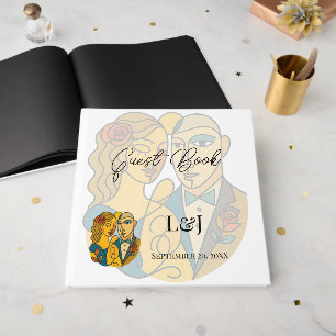 Artistic Silhouette Destination Wedding Modern Art Guest Book