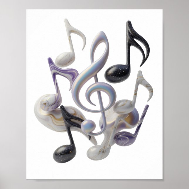 Artistic Silver ABSTRACT ART Graphic Design Poster (Front)
