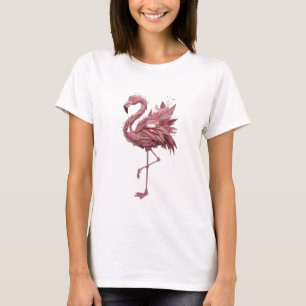 Artistic Silver FLAMINGO 3D Text Art T-Shirt