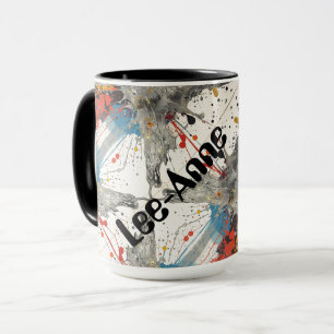 Artistic silver Leaf and Brushstroke Fusion Mug