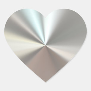 Artistic silver metal heart sticker