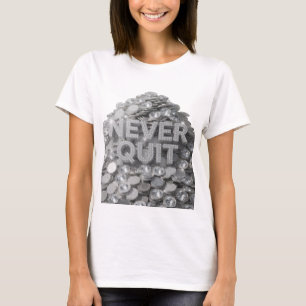 Artistic Silver NEVER QUIT Artistic Motif T-Shirt