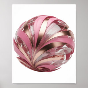 Artistic Silver PINK AND GOLD METALIC BALL Poster