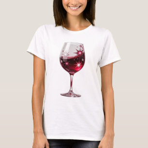 Artistic Silver RED WINE GLASS Custom Design T-Shirt