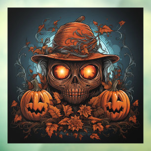 Artistic Skull and Jack-o-Lanterns 