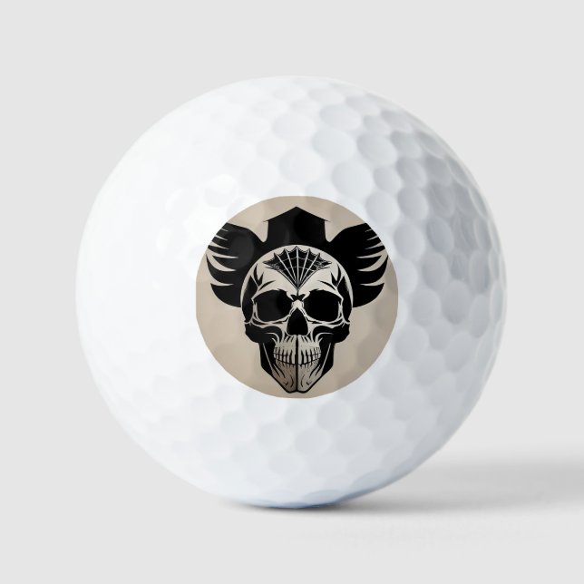 Artistic Skull With Wings and Abstract Geometric Golf Balls (Front)