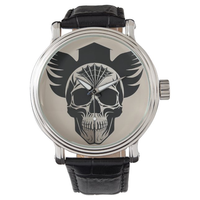 Artistic Skull With Wings and Abstract Geometric Watch (Front)