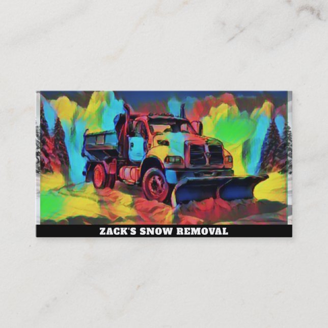 *~*  Artistic  Snow Removal Snow Plough Truck AP74 Business Card (Front)