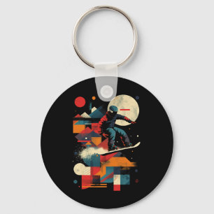 Artistic Snowboarder Men And Women Snowboarding Lo Key Ring