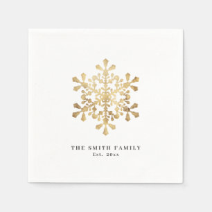 Artistic snowflake faux gold Christmas Napkin