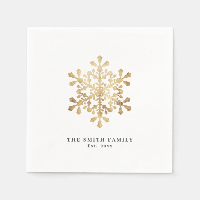 Artistic snowflake faux gold Christmas Napkin (Front)