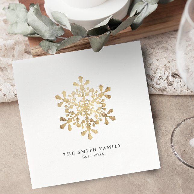 Artistic snowflake faux gold Christmas Napkin (Artistic snowflake faux gold Christmas Napkins)