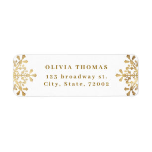 Artistic snowflake faux gold Return Address Label