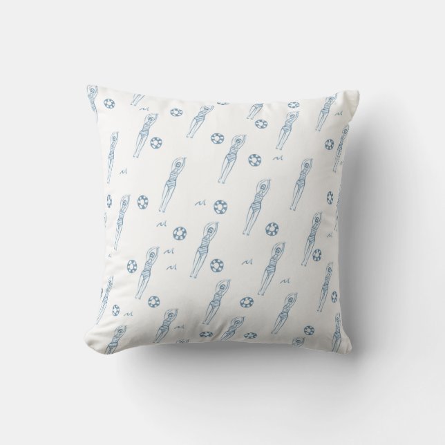 Artistic Snychro Swimming Team Girls Blue Pattern  Cushion (Front)