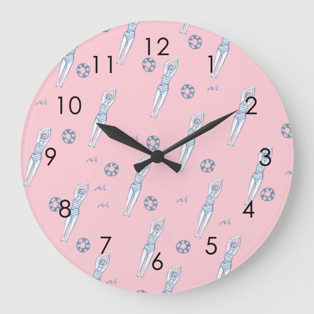 Artistic Snychro Swimming Team Swimmers Pink   Large Clock (Front)