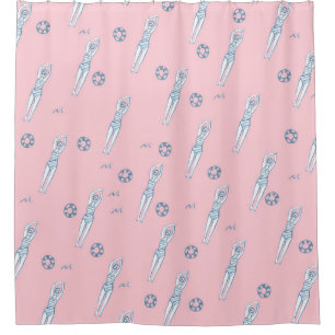 Artistic Snychro Swimming Team Swimmers Pink Shower Curtain