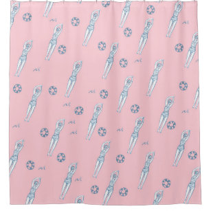 Artistic Snychro Swimming Team Swimmers Pink Shower Curtain