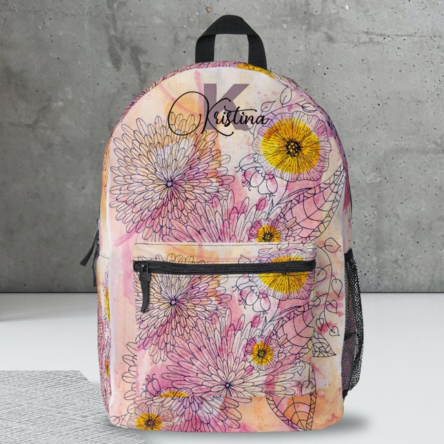 Artistic Soft Gradient Watercolor Ink Line Art  Printed Backpack (Creator Uploaded)