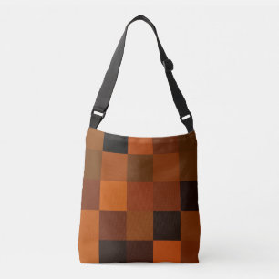  Artistic Soft Warm Retro Plaid Brown Black Crossbody Bag