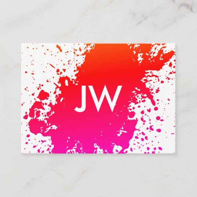 Artistic Spatter Expressive Bright Business Card (Front)