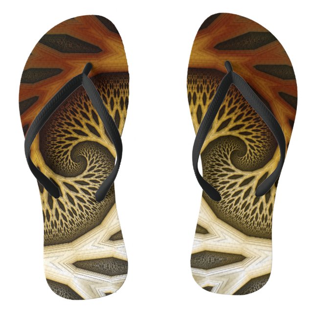 Artistic Spiral modern fractal art pattern Thongs (Footbed)