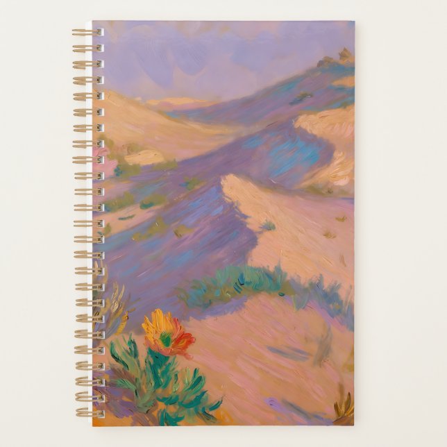Artistic spiral notebook with desert drawings  planner (Front)