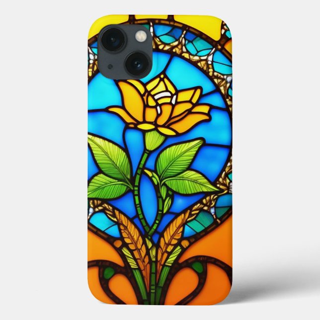 Artistic Stained Glass with Vibrant Flower Case-Mate iPhone Case (Back)