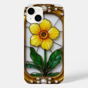 Artistic Stained Glass with Vibrant Flower Case-Mate iPhone 14 Case