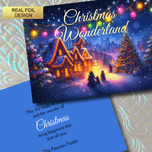 Artistic Storybook Christmas Wonderland Foil Holiday Card