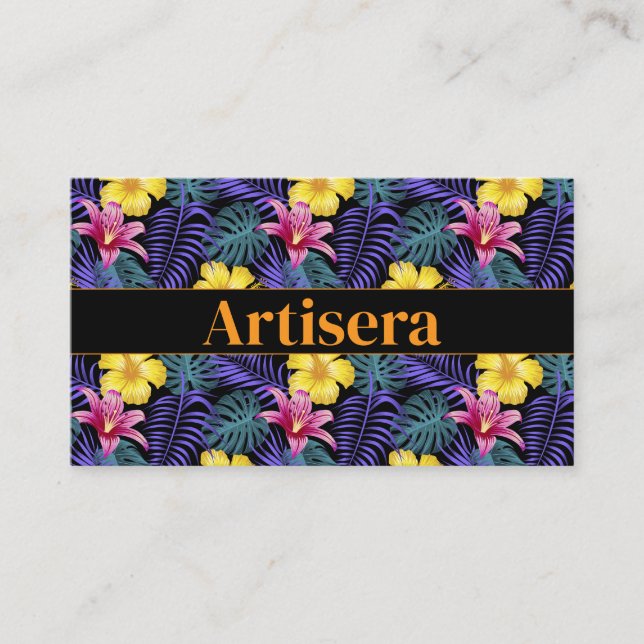 Artistic Stylised Floral Pattern Business Card (Front)