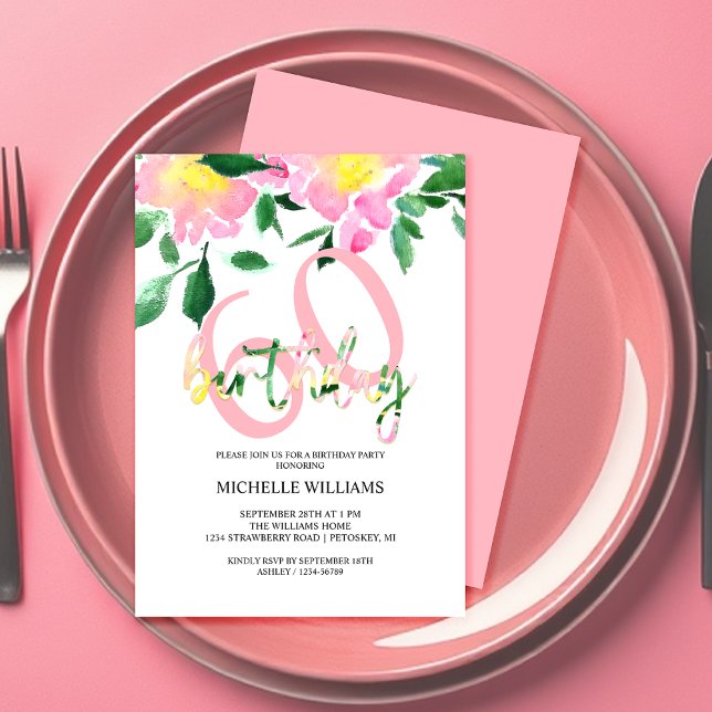 Artistic Summer Floral Watercolor Art Birthday Invitation (Creator Uploaded)