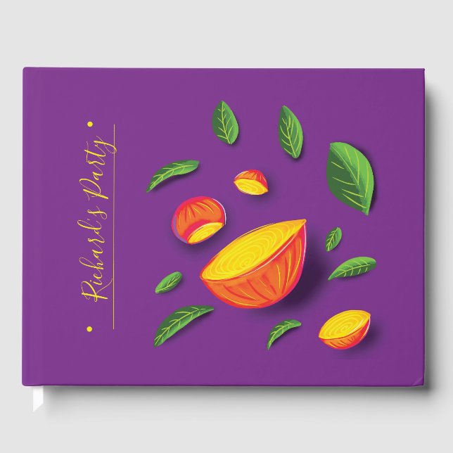 Artistic Summer Fruit Lemon Hand drawn painting Guest Book (Front)