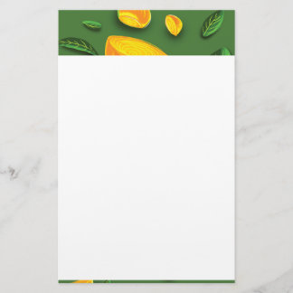 Artistic Summer Fruit Lemon Hand drawn painting Stationery