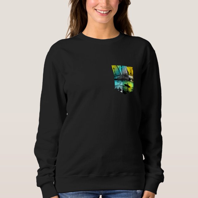 Artistic Sunset Beach Surfing Palm Tree Tropical F Sweatshirt (Front)